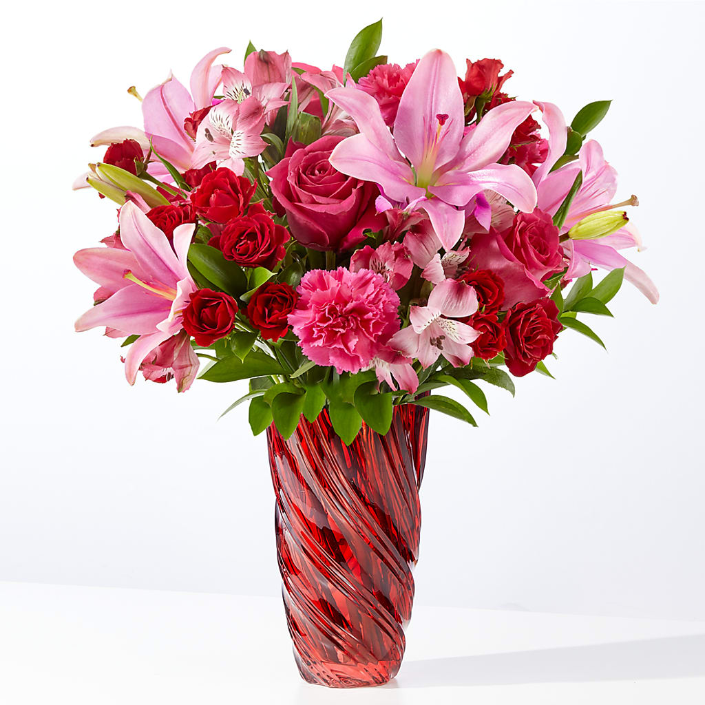 In Love Bouquet with Luxe Swirl Vase – Charlynda Fleuriste, Sherbrooke PQ