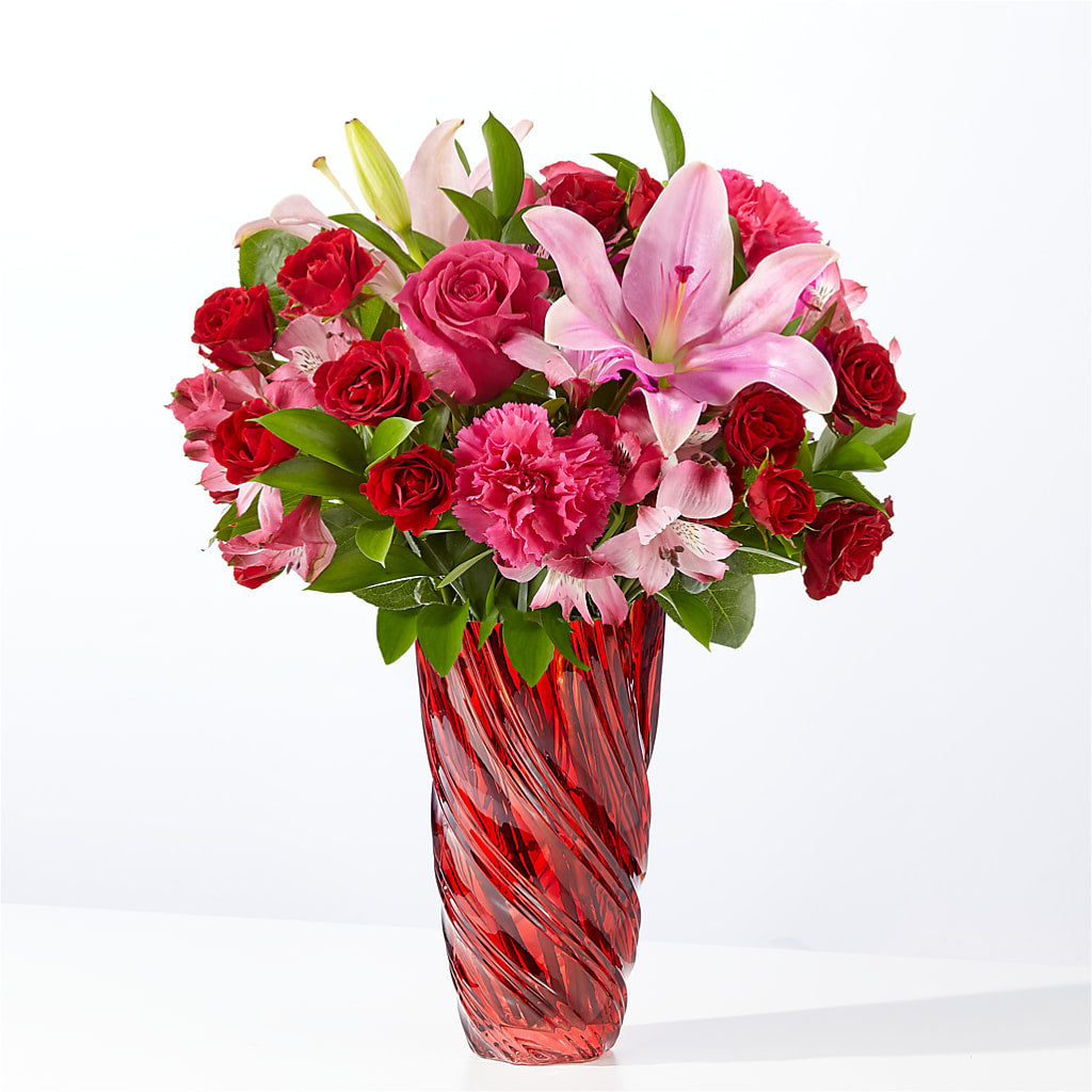 In Love Bouquet with Luxe Swirl Vase – Charlynda Fleuriste, Sherbrooke PQ