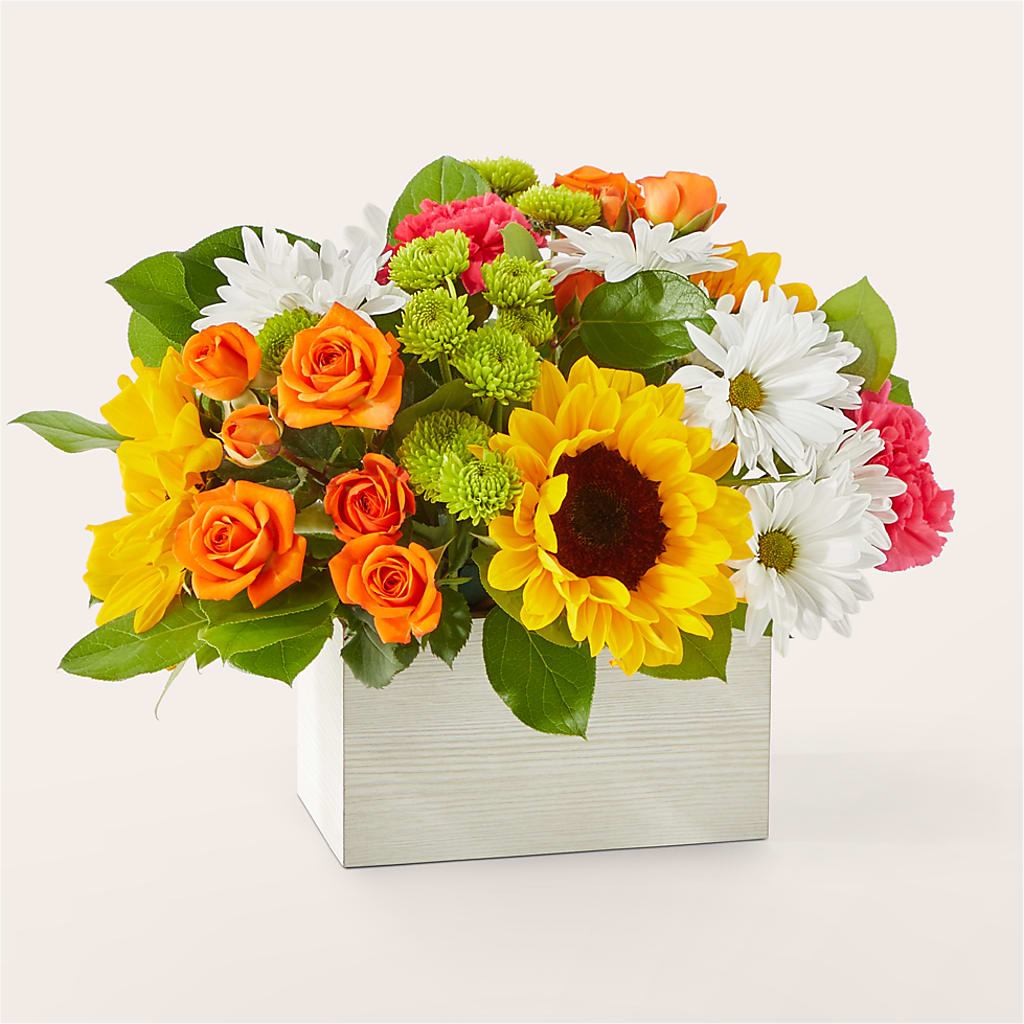 Sun-drenched Blooms Box Bouquet – Charlynda Fleuriste, Sherbrooke PQ