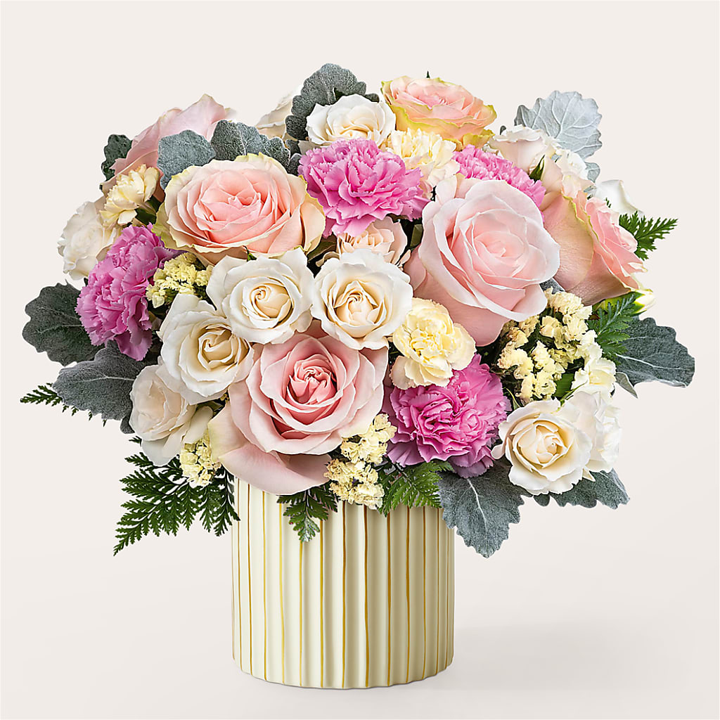 Blissful Moments Bouquet with Ivory Vase – Charlynda Fleuriste, Sherbrooke PQ