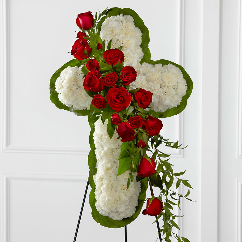 Floral Cross Easel – Charlynda Fleuriste, Sherbrooke PQ