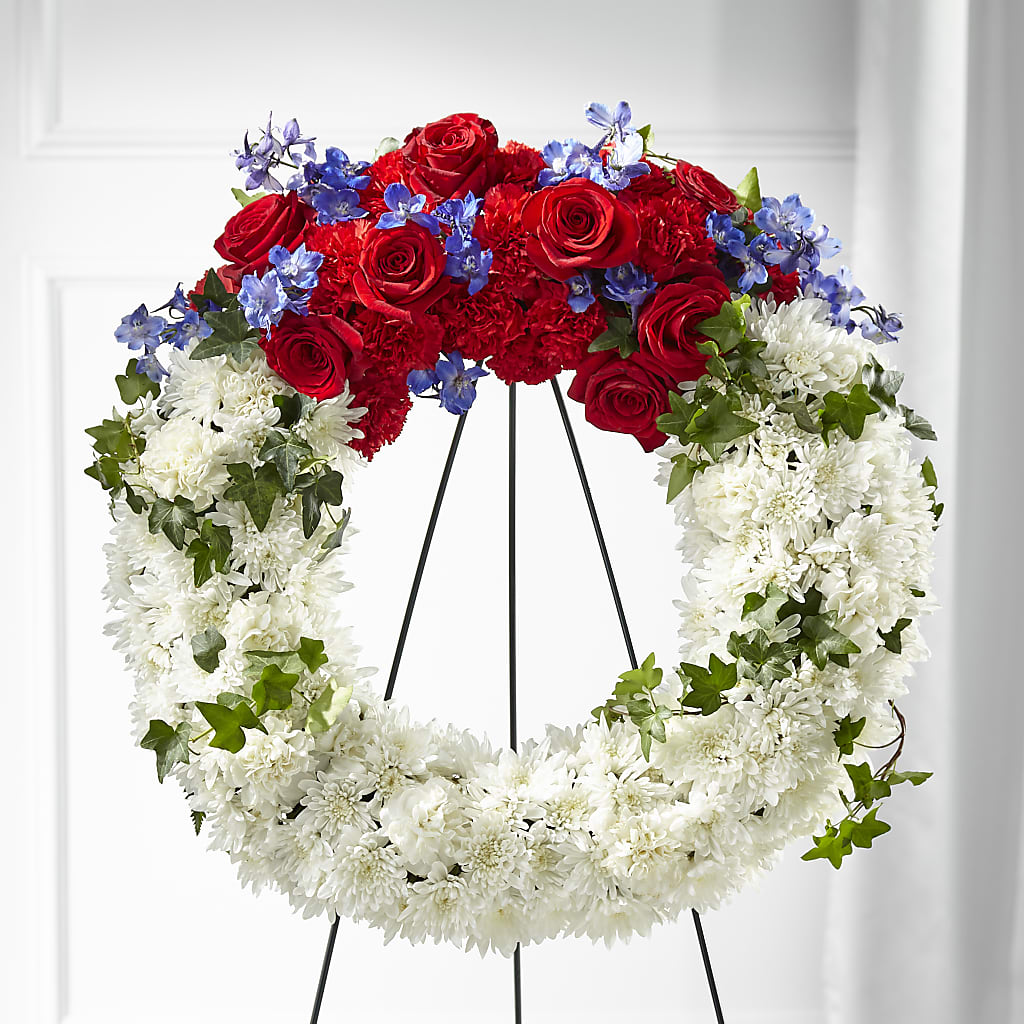 Patriotic Passion Wreath – Charlynda Fleuriste, Sherbrooke PQ