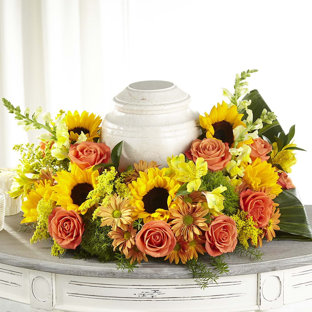 Faithful Sunflower Cremation Adornment – Charlynda Fleuriste, Sherbrooke PQ