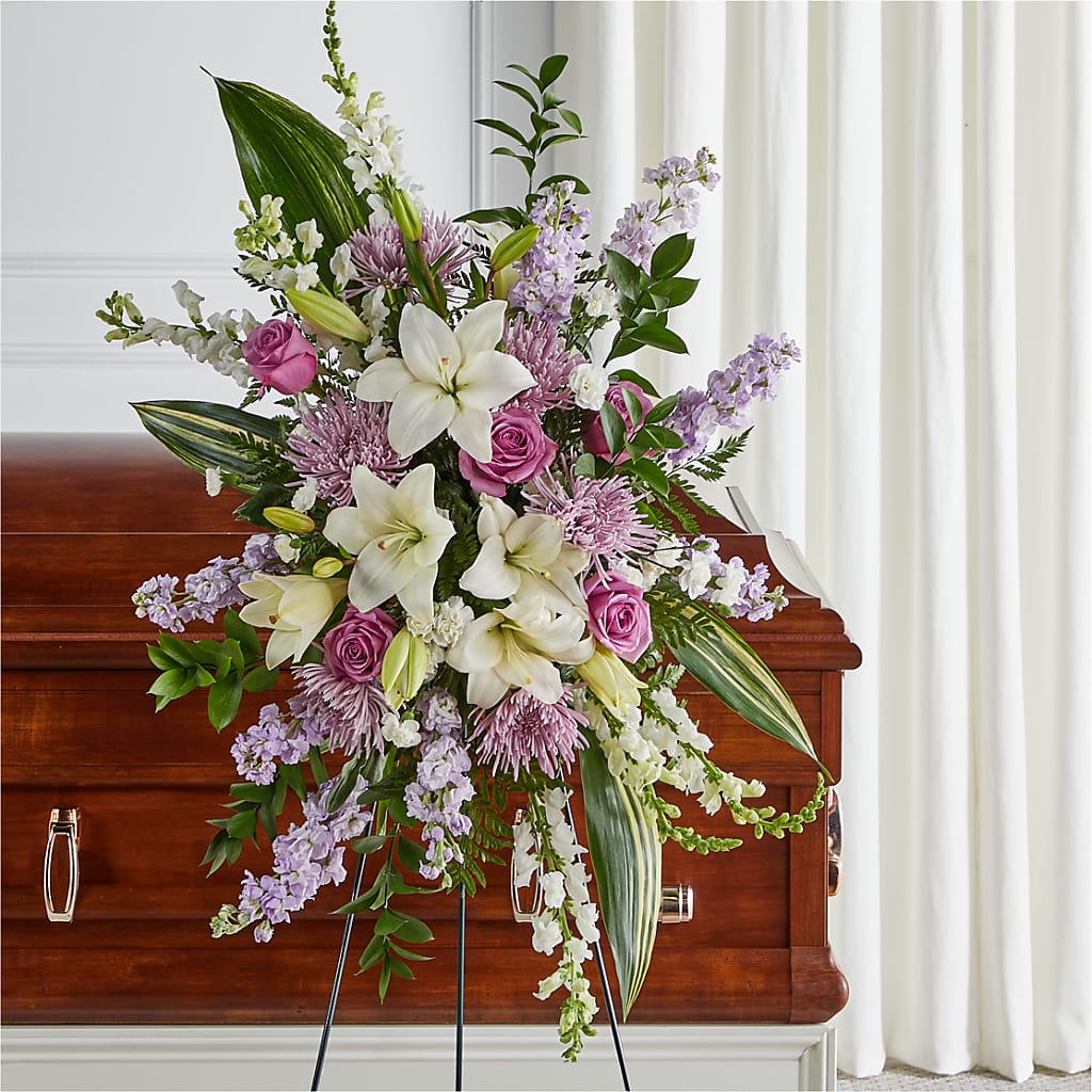 Grateful Hearts Standing Spray – Charlynda Fleuriste, Sherbrooke PQ
