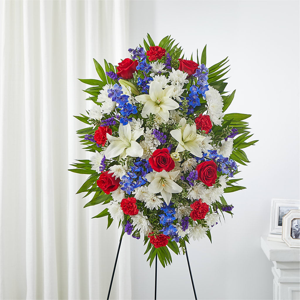 Cherished Service Standing Spray – Charlynda Fleuriste, Sherbrooke PQ