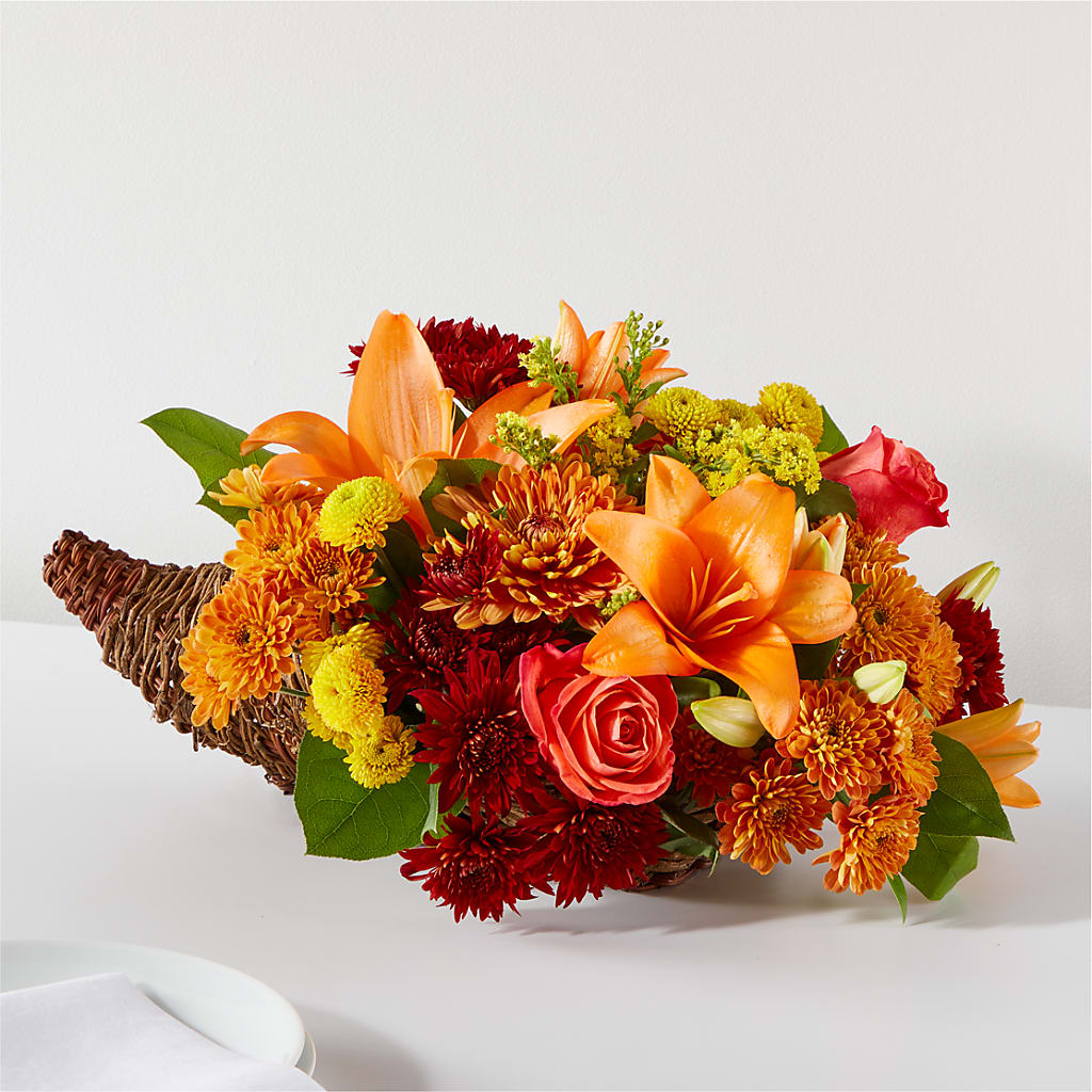 Bouquet of Blessings Cornucopia – Charlynda Fleuriste, Sherbrooke PQ