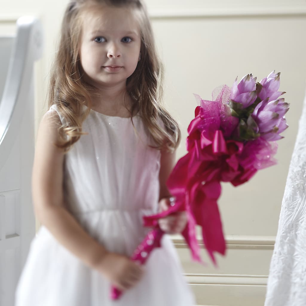 Sparkle Pink Flower Girl Bouquet – Charlynda Fleuriste, Sherbrooke PQ