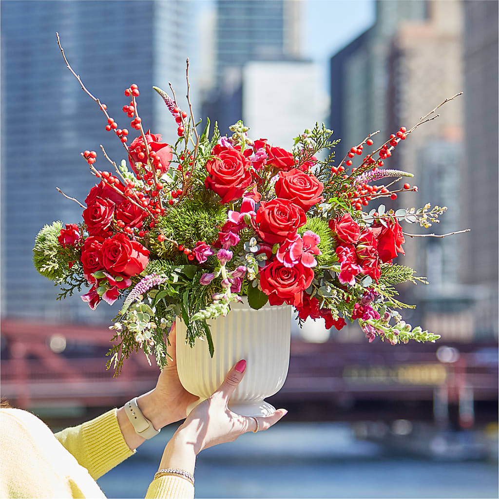 Big Red Bow Bouquet –  Charlynda Fleuriste, Sherbrooke PQ