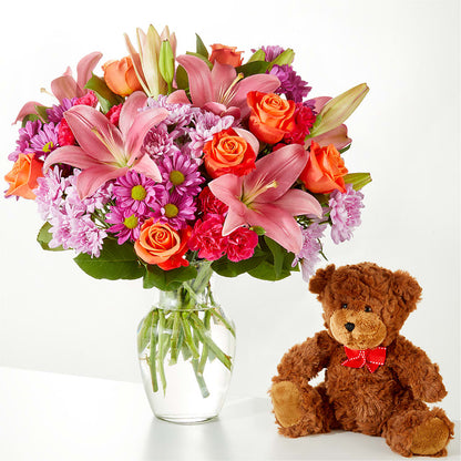 One and Only Bouquet and Bear Bundle –  Charlynda Fleuriste, Sherbrooke PQ