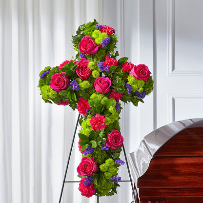 Tribute Rose Floral Cross –  Charlynda Fleuriste, Sherbrooke PQ