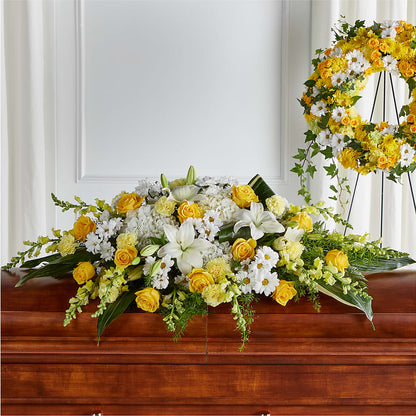 Golden Harmony Casket Spray –  Charlynda Fleuriste, Sherbrooke PQ
