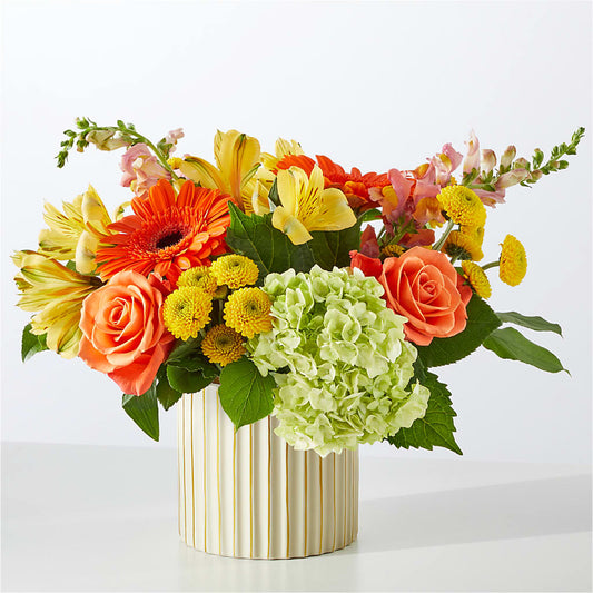 Autumn Sunshine Bouquet with Ivory Vase –  Charlynda Fleuriste, Sherbrooke PQ