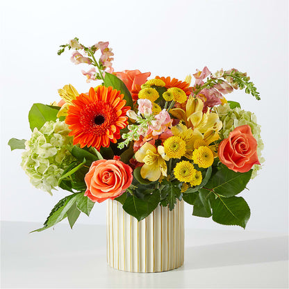 Autumn Sunshine Bouquet with Ivory Vase –  Charlynda Fleuriste, Sherbrooke PQ