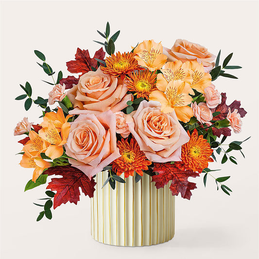 Spiced Latte Bouquet with Ivory Vase –  Charlynda Fleuriste, Sherbrooke PQ