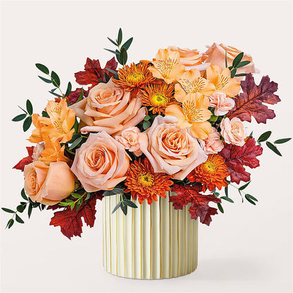 Spiced Latte Bouquet with Ivory Vase –  Charlynda Fleuriste, Sherbrooke PQ