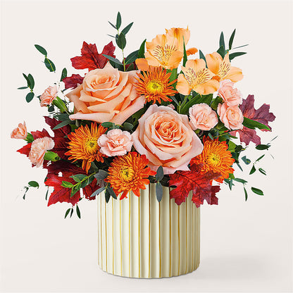 Spiced Latte Bouquet with Ivory Vase –  Charlynda Fleuriste, Sherbrooke PQ