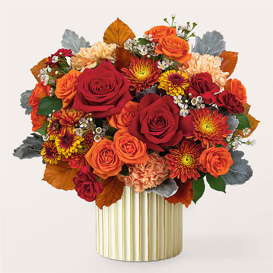 Merlot Bouquet with Ivory Vase –  Charlynda Fleuriste, Sherbrooke PQ