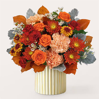 Merlot Bouquet with Ivory Vase –  Charlynda Fleuriste, Sherbrooke PQ