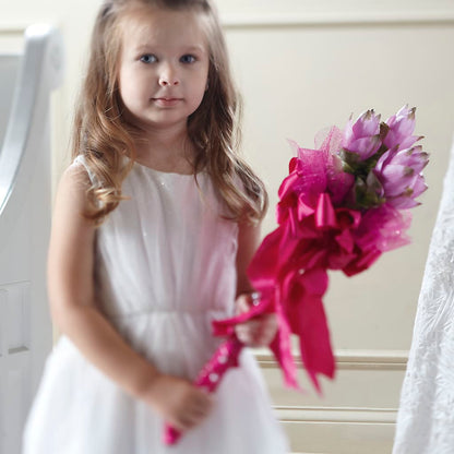 Sparkle Pink Flower Girl Bouquet –  Charlynda Fleuriste, Sherbrooke PQ